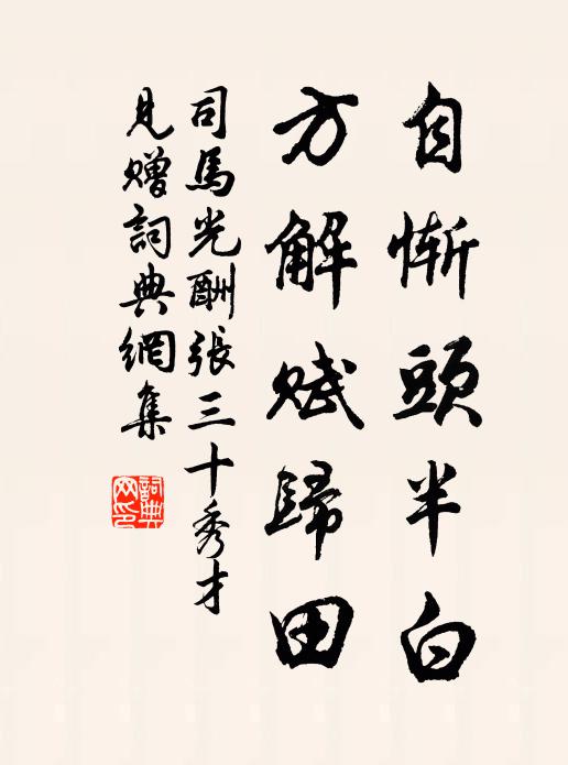 司马光自惭头半白，方解赋归田书法作品欣赏