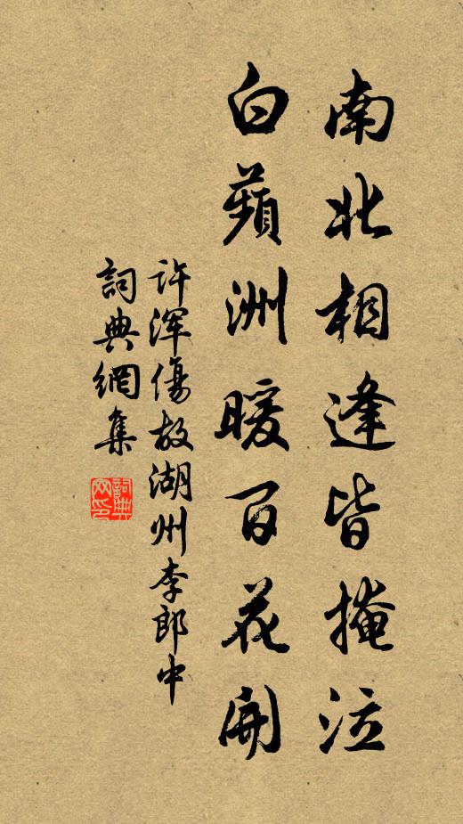 许浑南北相逢皆掩泣，白蘋洲暖百花开书法作品欣赏