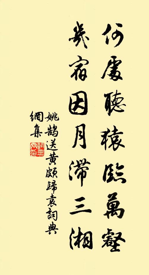 姚鹄何处听猿临万壑，几宿因月滞三湘书法作品欣赏