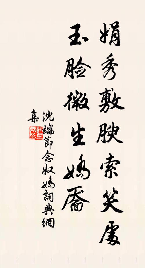 沈端节娟秀敷腴索笑处，玉脸微生娇靥书法作品欣赏