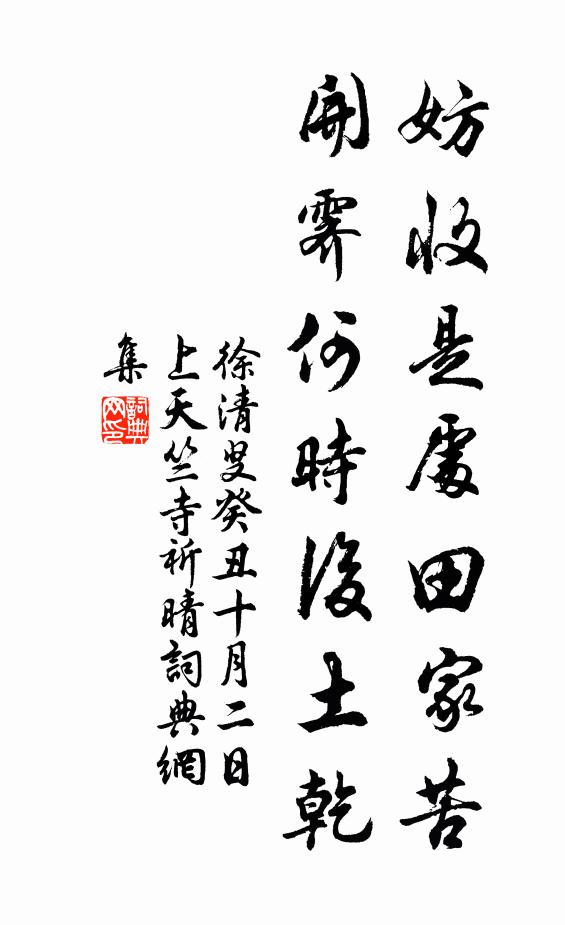 徐清叟妨收是处田家苦，开霁何时后土乾书法作品欣赏
