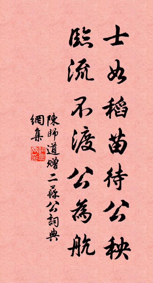 陈师道士如稻苗待公秧,临流不渡公为航书法作品欣赏
