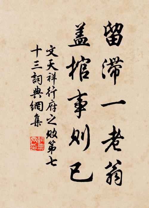 文天祥留滞一老翁，盖棺事则已书法作品欣赏