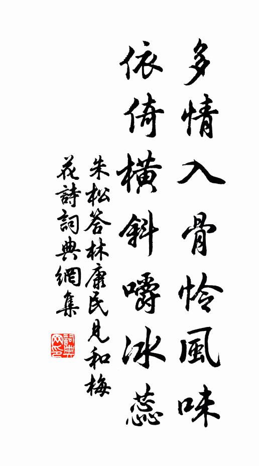 朱松多情入骨怜风味，依倚横斜嚼冰蕊书法作品欣赏
