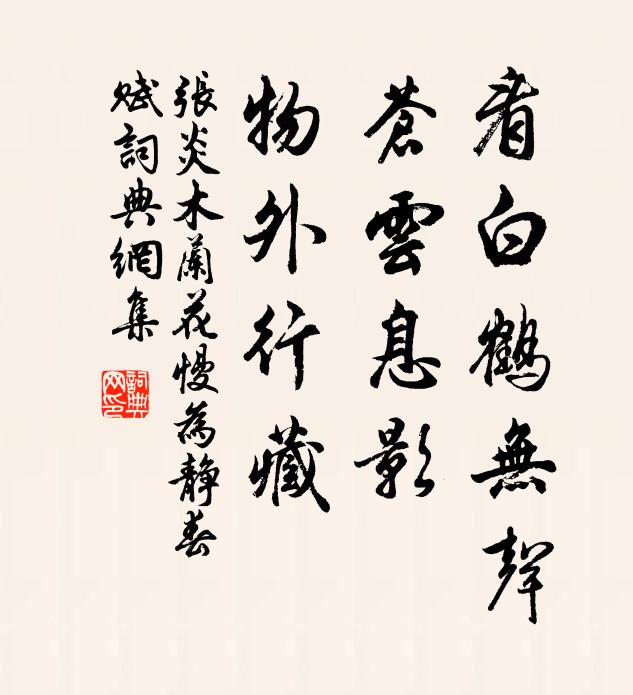 张炎看白鹤无声，苍云息影，物外行藏书法作品欣赏