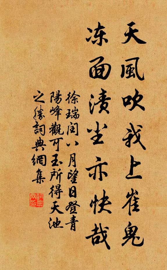 徐瑞天风吹我上崔鬼，冻面渍尘亦快哉书法作品欣赏
