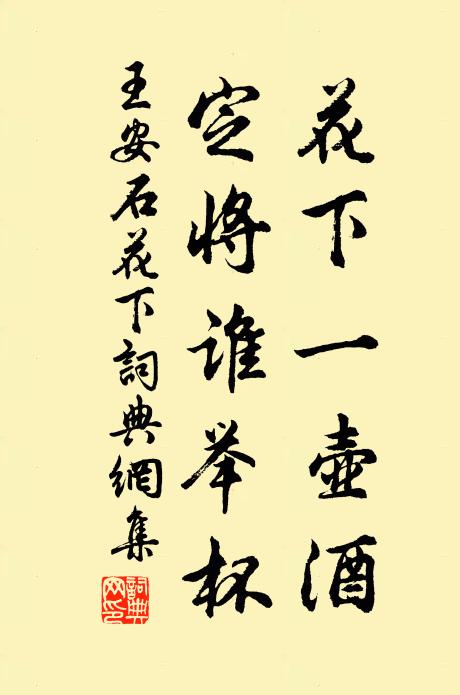 王安石花下一壶酒，定将谁举杯书法作品欣赏