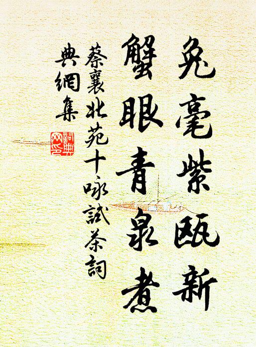 蔡襄兔毫紫瓯新，蟹眼青泉煮书法作品欣赏