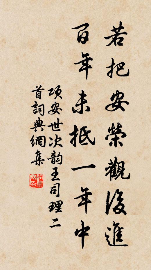 项安世若把安荣观后进，百年未抵一年中书法作品欣赏