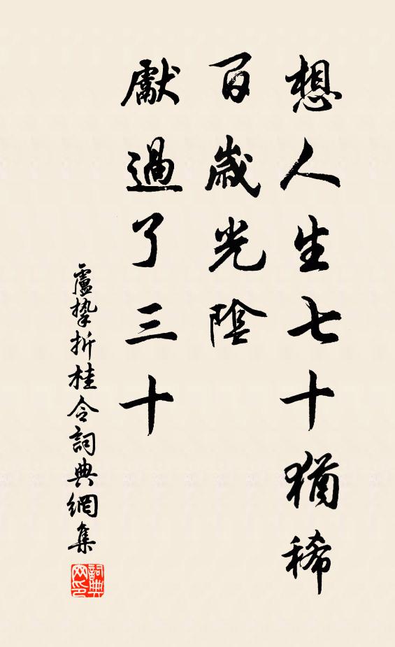 卢挚想人生七十犹稀，百岁光阴，先过了三十书法作品欣赏