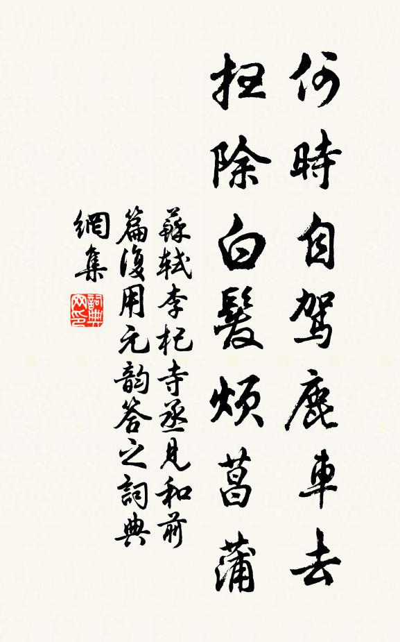 苏轼何时自驾鹿车去，扫除白发烦菖蒲书法作品欣赏