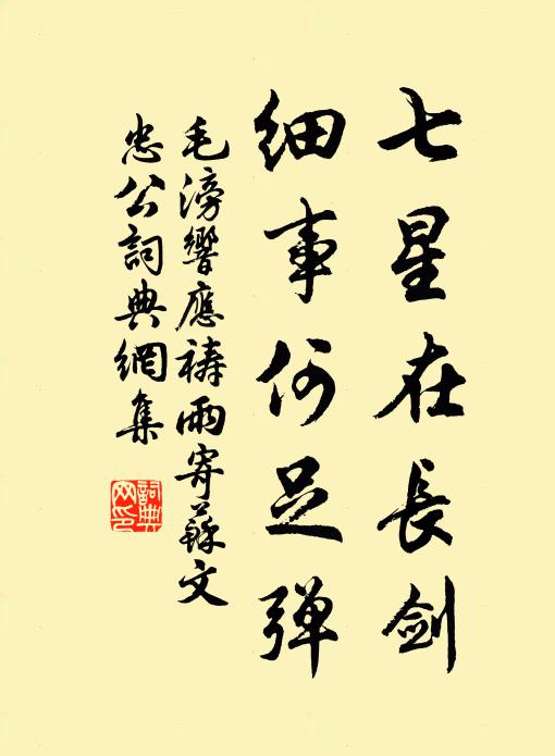 毛滂七星在长剑，细事何足弹书法作品欣赏