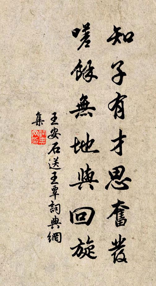 王安石知子有才思奋发，嗟余无地与回旋书法作品欣赏