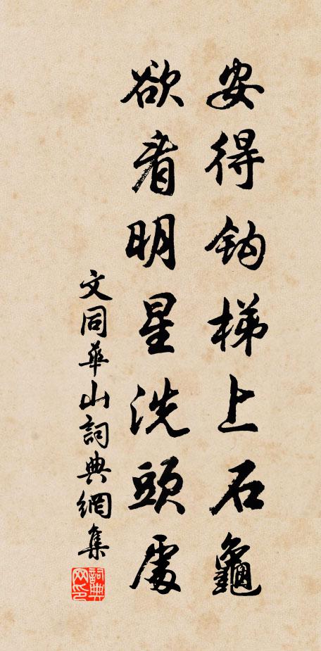 文同安得钩梯上石龟，欲看明星洗头处书法作品欣赏