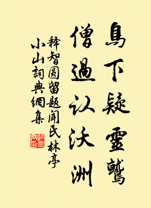 释智圆鸟下疑灵鹫，僧过认沃洲书法作品欣赏