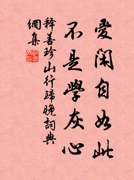 释善珍爱闲自如此，不是学灰心书法作品欣赏