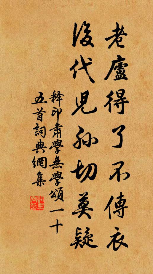释印肃老庐得了不传衣，后代儿孙切莫疑书法作品欣赏