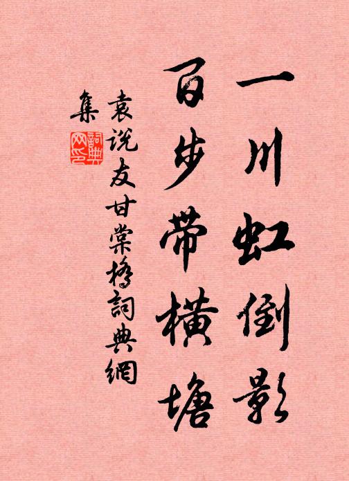 袁说友一川虹倒影，百步带横塘书法作品欣赏