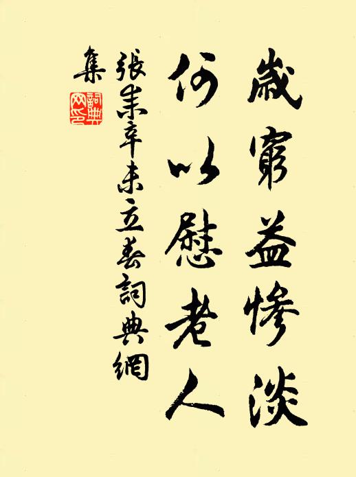 张耒岁穷益惨淡，何以慰老人书法作品欣赏