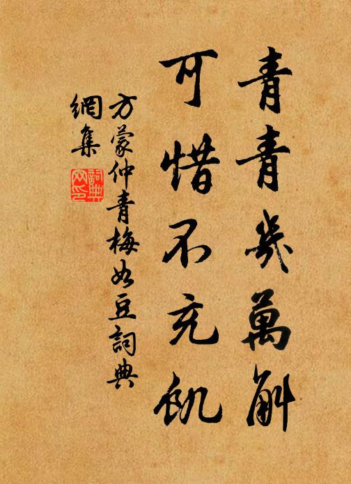 方蒙仲青青几万斛,可惜不充饥书法作品欣赏