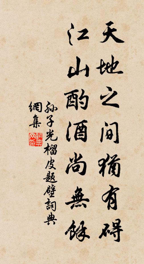 孙子光天地之间犹有碍，江山酌酒尚无馀书法作品欣赏