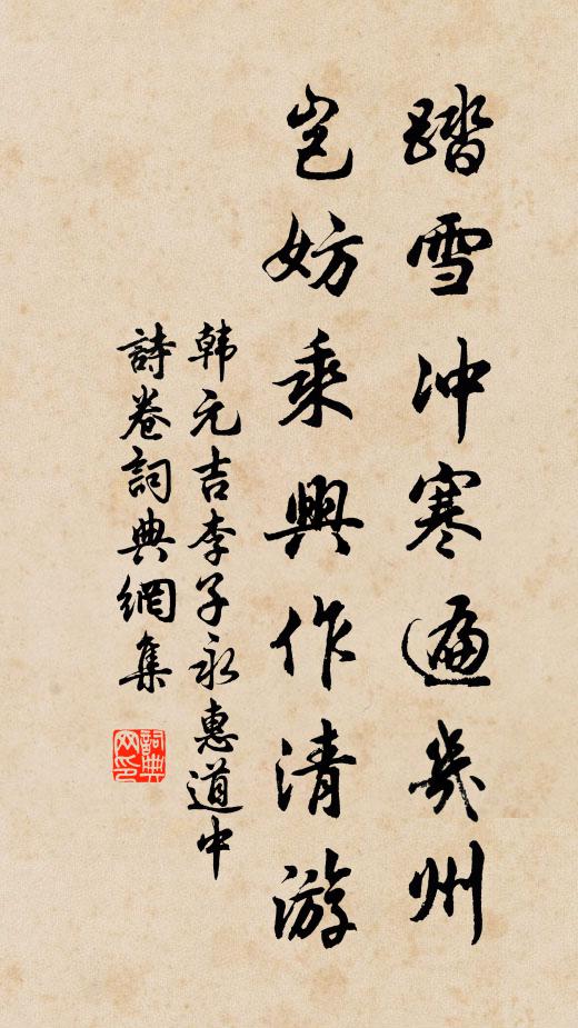 韩元吉踏雪冲寒遍几州，岂妨乘兴作清游书法作品欣赏