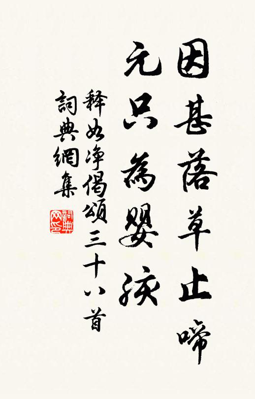 释如净因甚落草止啼，元只为婴孩书法作品欣赏