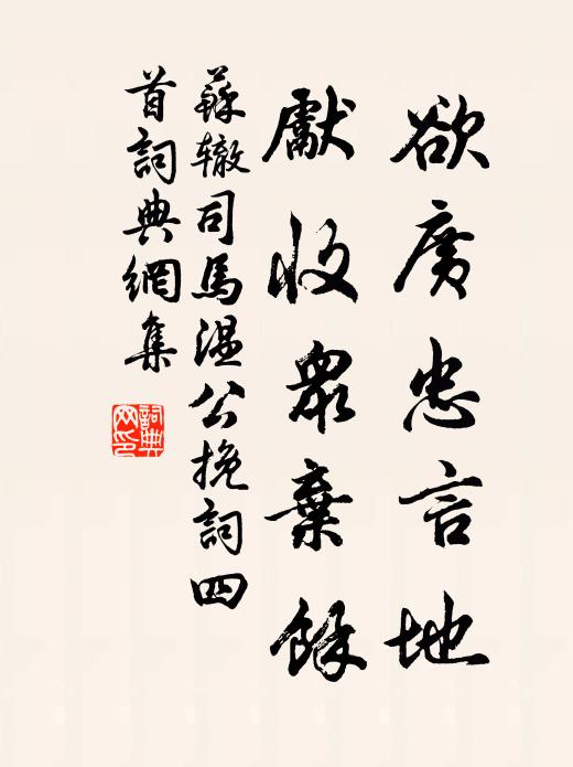 苏辙欲广忠言地，先收众弃余书法作品欣赏