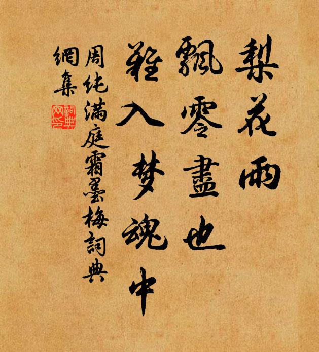 周纯梨花雨，飘零尽也，难入梦魂中书法作品欣赏