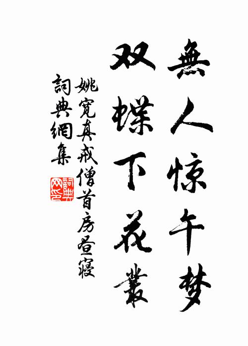姚宽无人惊午梦，双蝶下花丛书法作品欣赏