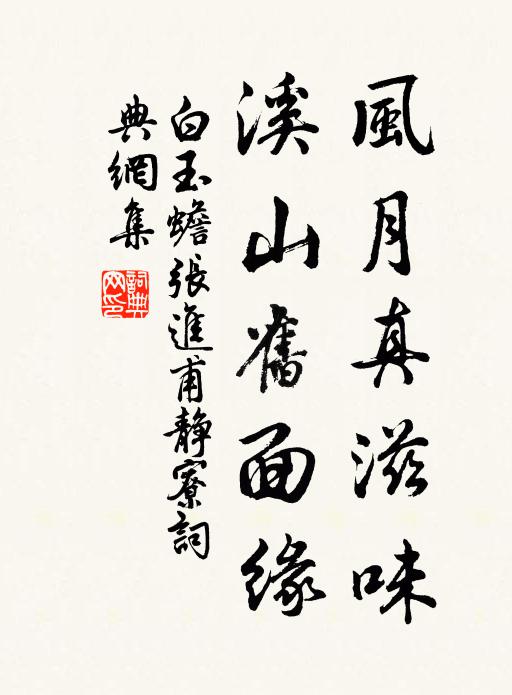 白玉蟾风月真滋味，溪山旧面缘书法作品欣赏