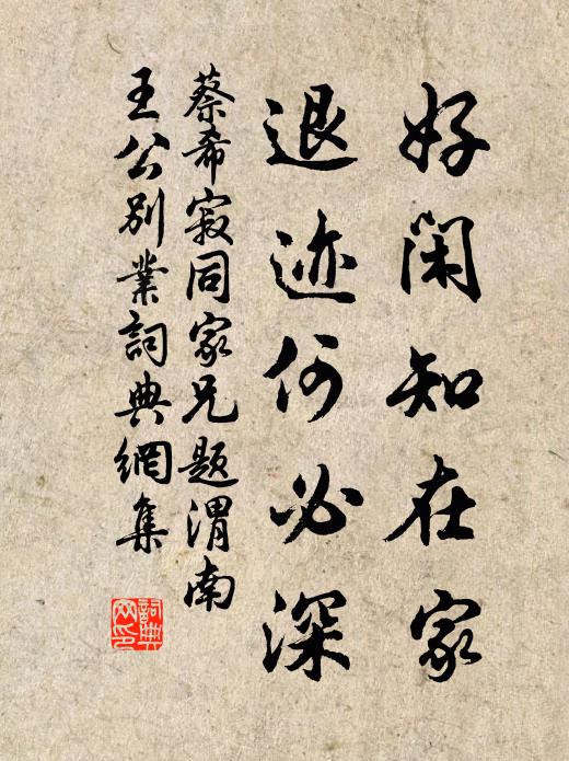 蔡希寂好闲知在家，退迹何必深书法作品欣赏