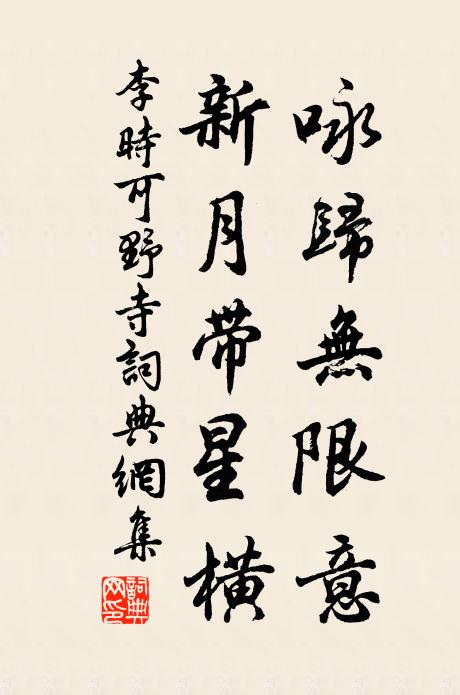 李时可咏归无限意，新月带星横书法作品欣赏