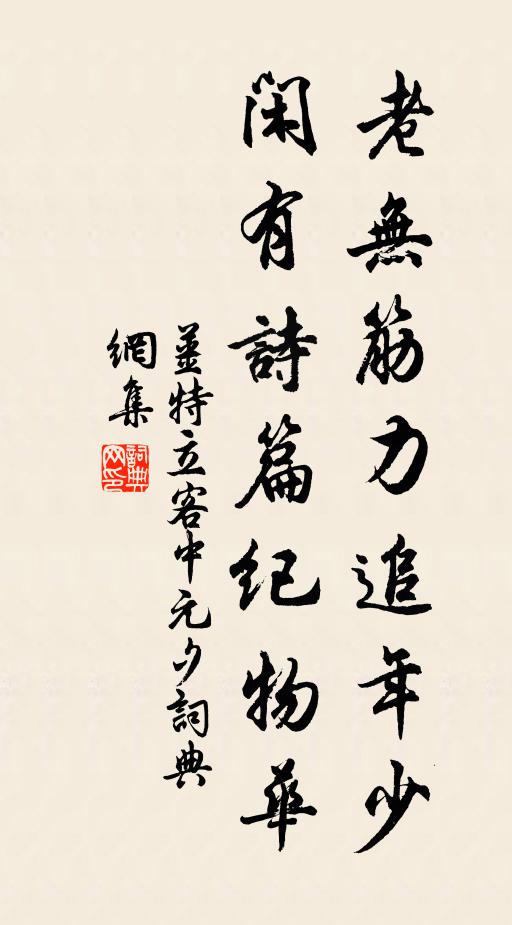 姜特立老无筋力追年少，闲有诗篇纪物华书法作品欣赏