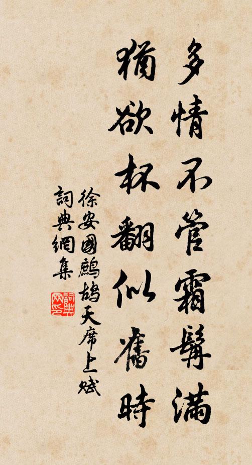 徐安国多情不管霜髯满，犹欲杯翻似旧时书法作品欣赏