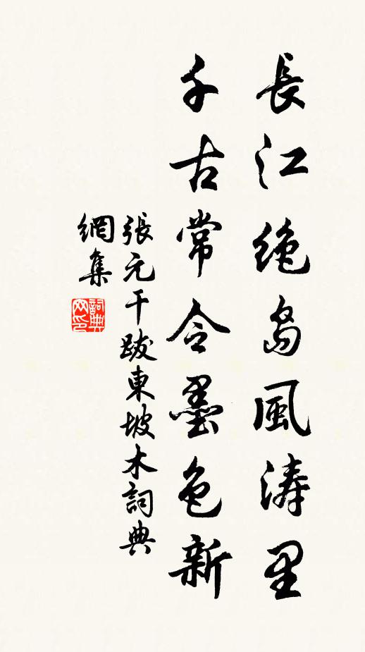 张元干长江绝岛风涛里，千古常令墨色新书法作品欣赏