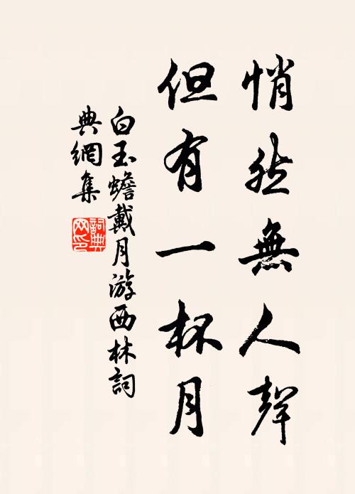 白玉蟾悄然无人声，但有一杯月书法作品欣赏