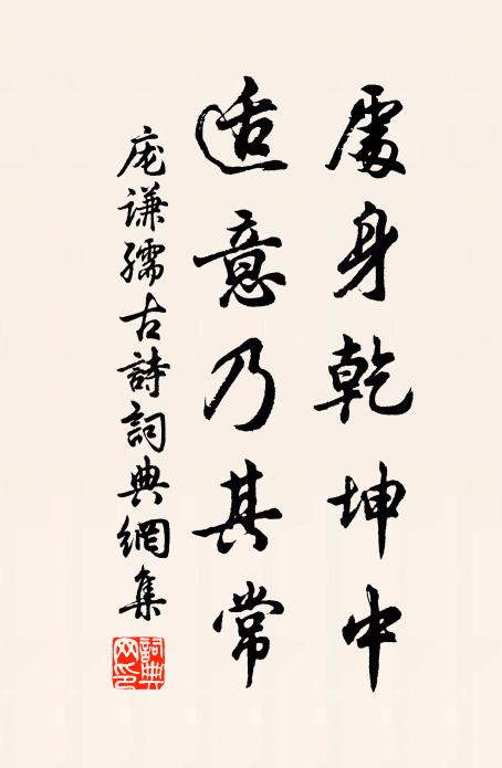 庞谦孺处身乾坤中，适意乃其常书法作品欣赏