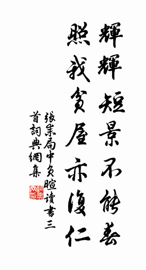 张耒辉辉短景不能春，照我贫屋亦复仁书法作品欣赏