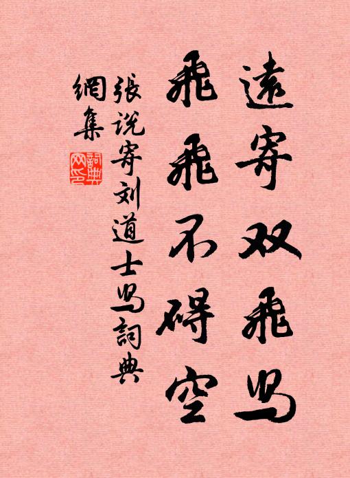 张说远寄双飞舄，飞飞不碍空书法作品欣赏