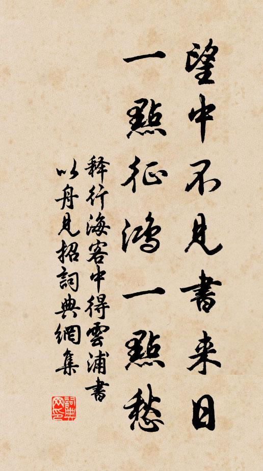 释行海望中不见书来日，一点征鸿一点愁书法作品欣赏