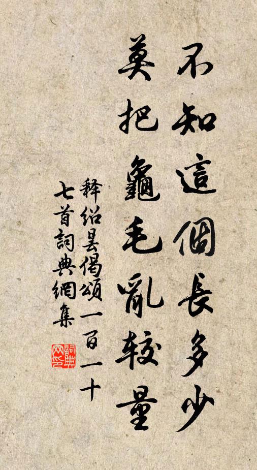 释绍昙不知这个长多少，莫把龟毛乱较量书法作品欣赏