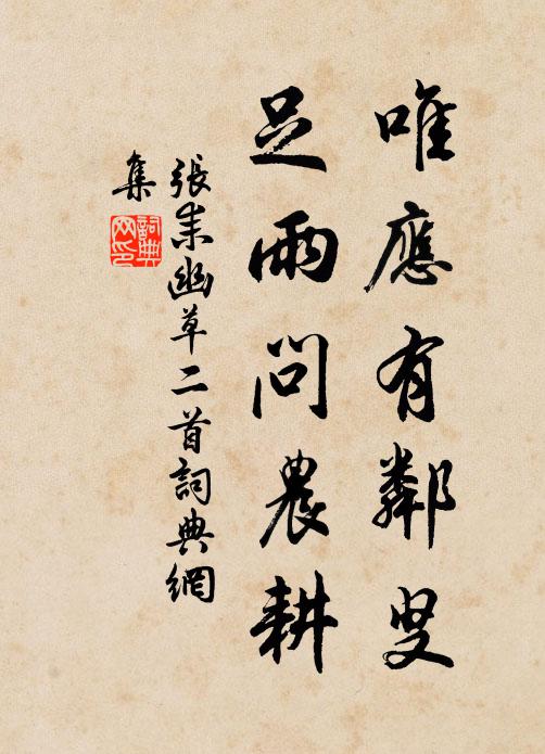 张耒唯应有邻叟，足雨问农耕书法作品欣赏