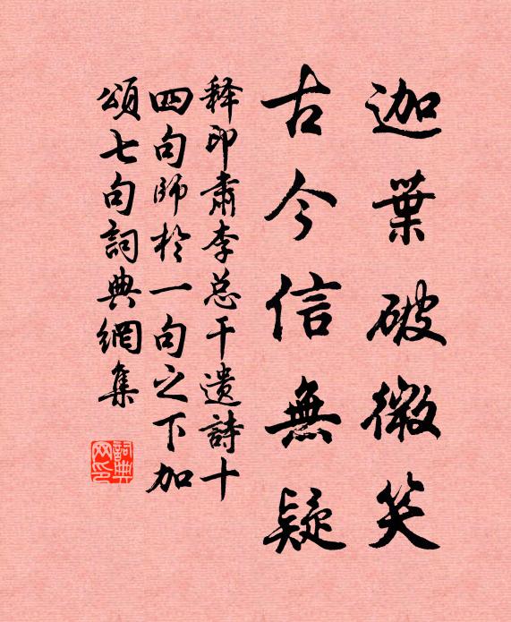 释印肃迦叶破微笑，古今信无疑书法作品欣赏