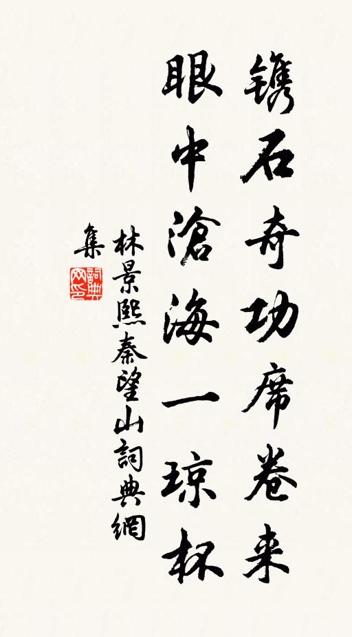 林景熙镌石奇功席卷来，眼中沧海一琼杯书法作品欣赏