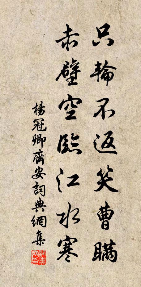 杨冠卿只轮不返笑曹瞒，赤壁空临江水寒书法作品欣赏