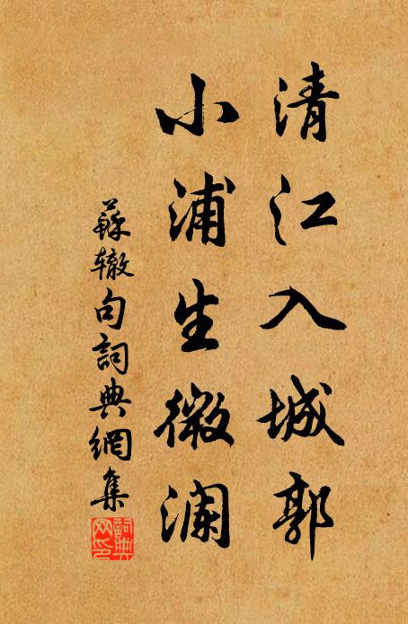 苏辙清江入城郭，小浦生微澜。书法作品欣赏