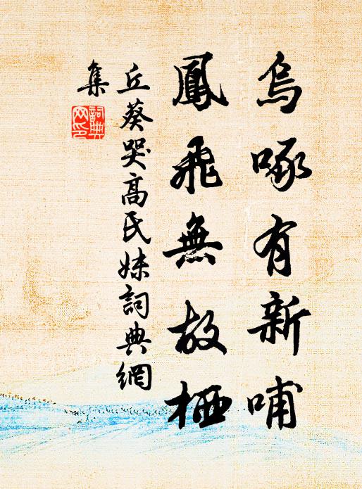 丘葵乌啄有新哺，凤飞无故栖书法作品欣赏