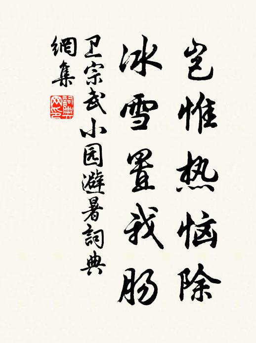 卫宗武岂惟热恼除，冰雪置我肠书法作品欣赏