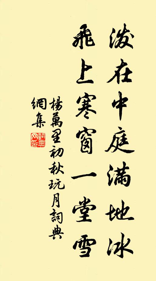 杨万里泼在中庭满地冰，飞上寒窗一堂雪书法作品欣赏